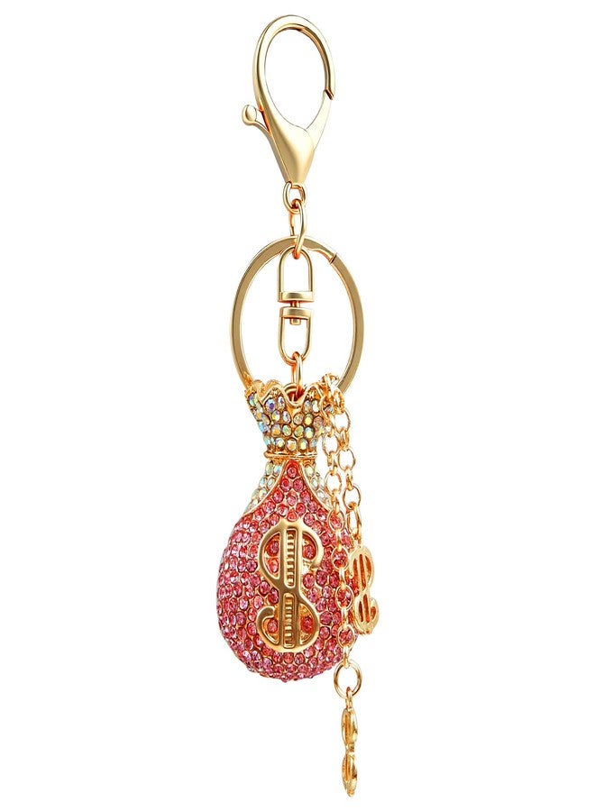 Havique Bag Charms Key Chains Women Cute Pink Keychain Purse Charms for Handbags Girly Keyring Car Keychains Accessories Dollar Symbol, Bling Pink - Image 1